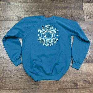 Vintage 80s Hanes Hawaii College Aina Haina Hawaii Blue Sweatshirt Men's Medium